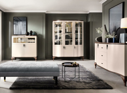 Wohnzimmer Möbel Set - Kommode Barschrank Vitrine 3tlg. Set Desing